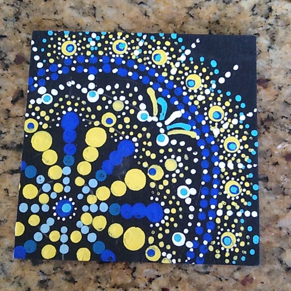 Hand Painted Mandala 4"x4" wood square